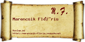 Marencsik Flóris névjegykártya